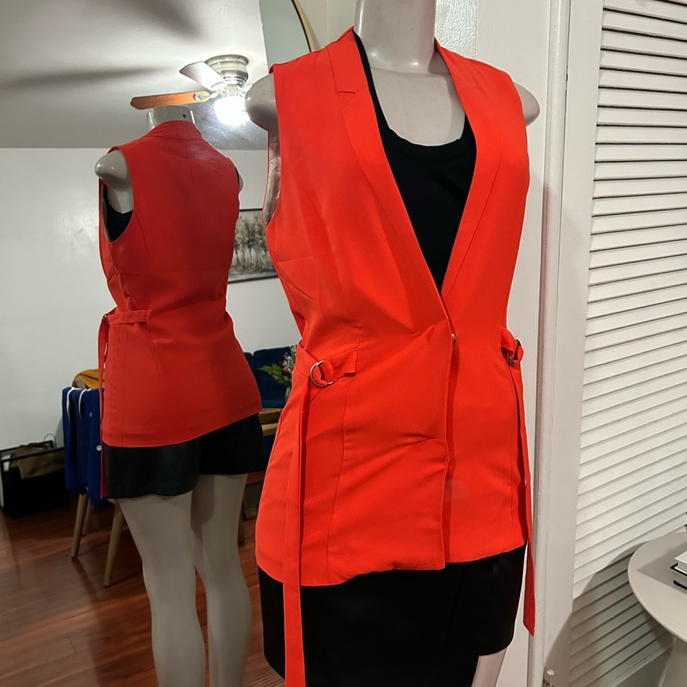 Orange Sleeveless Vest with Straps Small